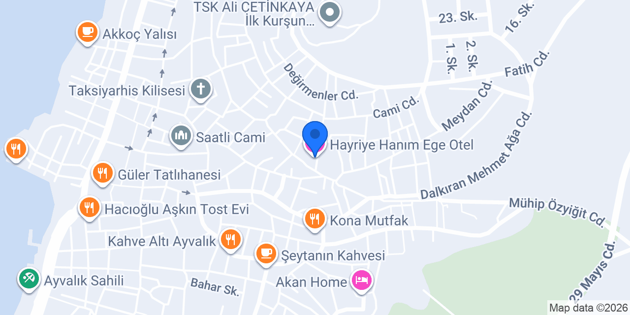 Hayriye Hanım Ege Otel konumu