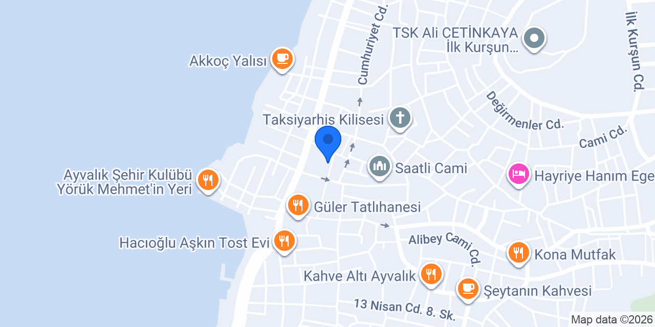 Bizim cafe Ayvalık konumu
