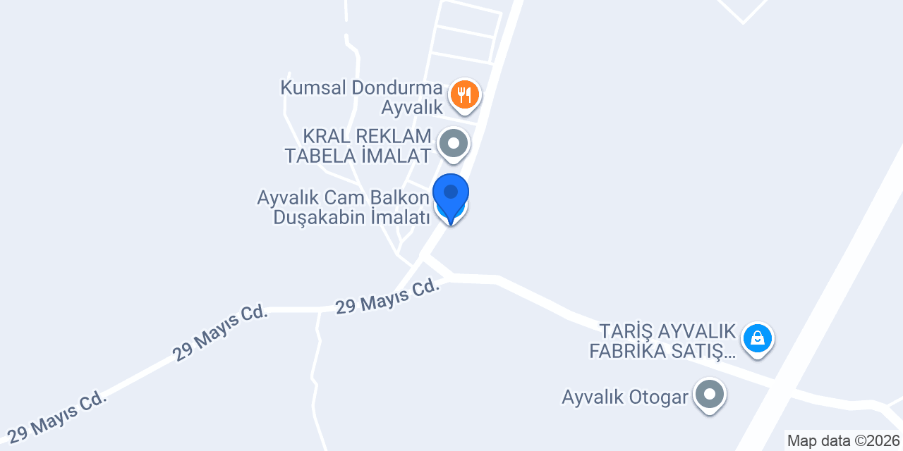Ayvalık Cam Balkon Duşakabin İmalatı konumu