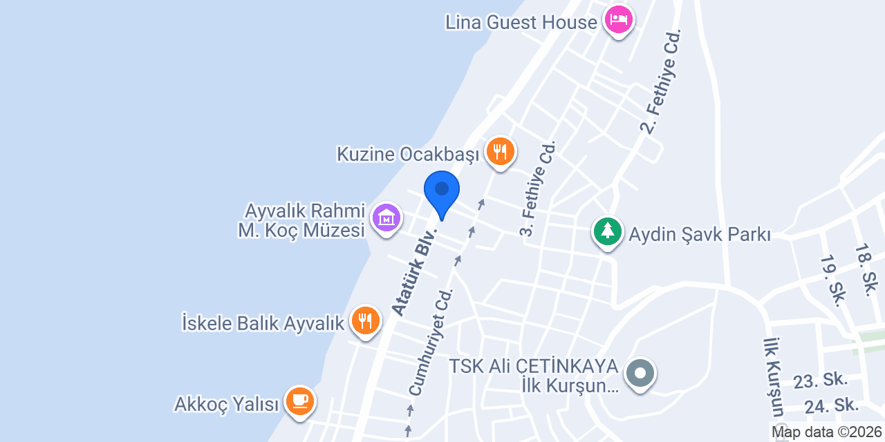 Atölye Ayvalık Cafe konumu