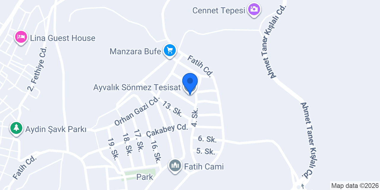 Ayvalık Sönmez Tesisat konumu