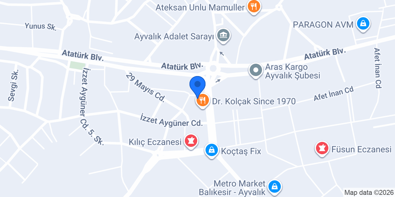 Ayvalık Ata Özel Öğretim Kursu konumu