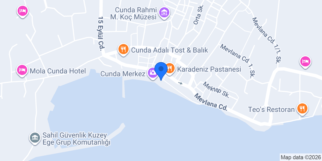 Cunda dondurma Nesos Cafe konumu