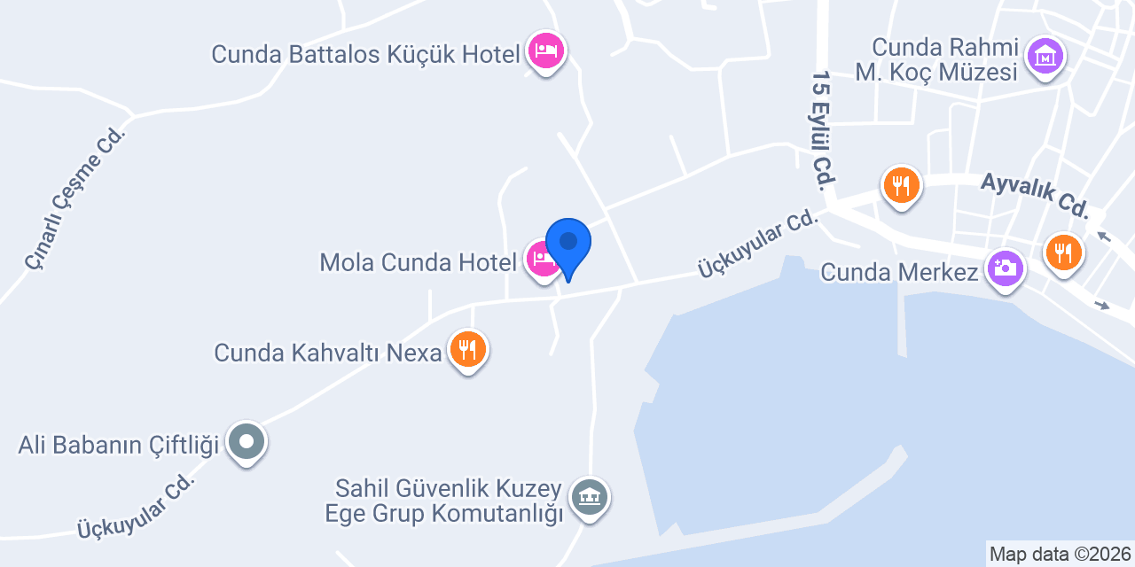 Ebruli Otel Cunda konumu
