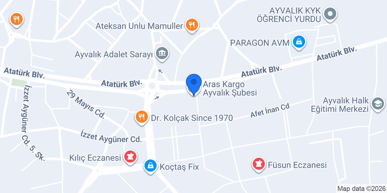 Aras Kargo Ayvalık Şubesi konumu