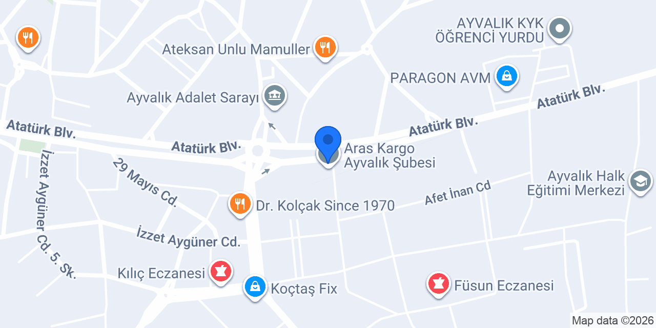 Sürat Kargo Ayvalık Şube konumu