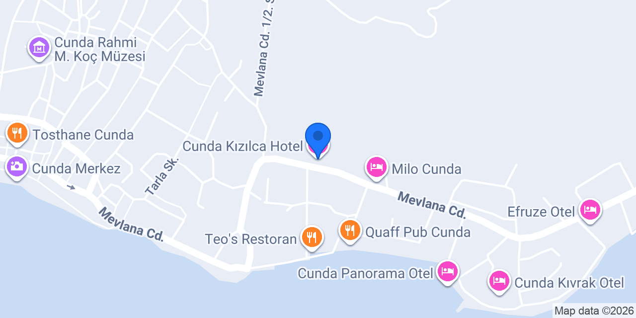 Cunda Kızılca Hotel konumu