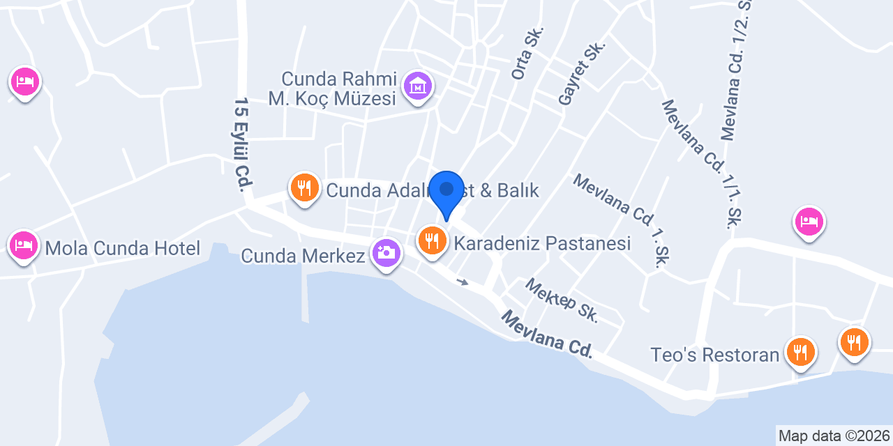 Cunda pastane konumu