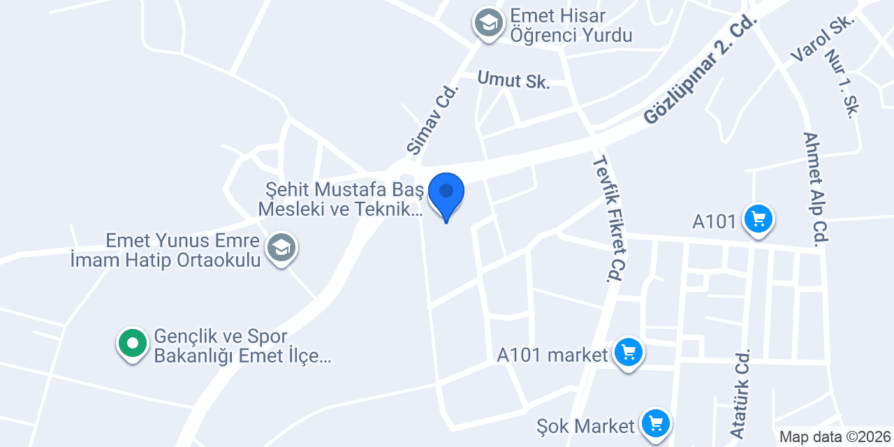 Şehit Mustafa Baş Mesleki ve Teknik Anadolu Lisesi konumu