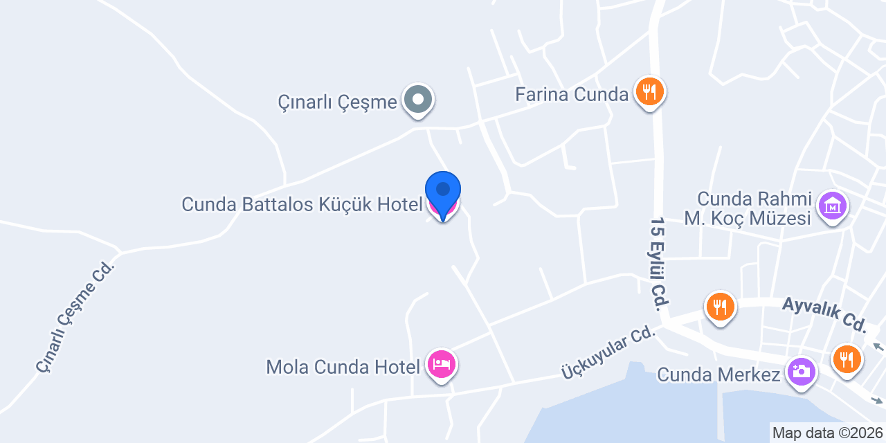 Cunda Battalos Küçük Hotel konumu