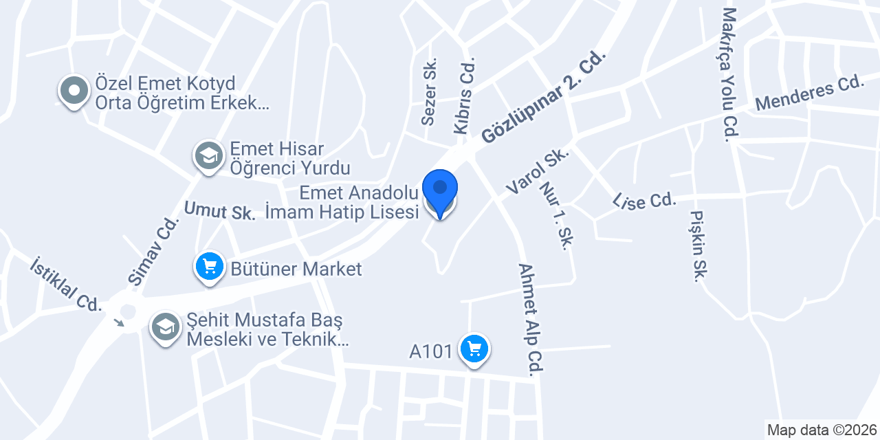 Emet Anadolu İmam Hatip Lisesi konumu