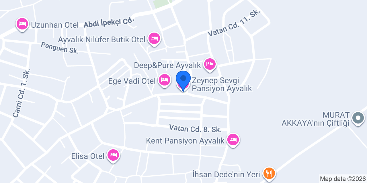Zeynep Sevgi Pansiyon Ayvalık konumu