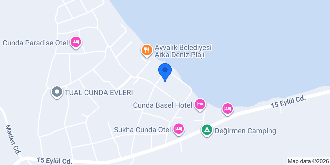 Cunda Aksaç Otel konumu