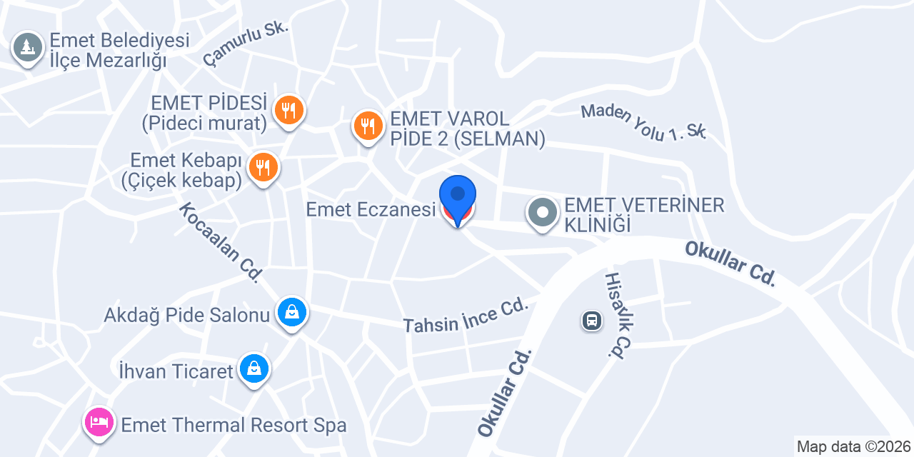 Emet Eczanesi konumu