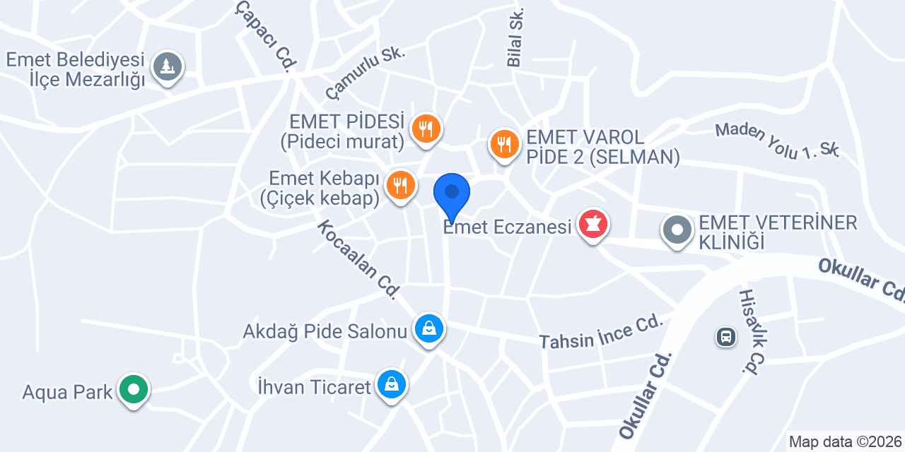 BEKOS cafe&restoran Emet konumu