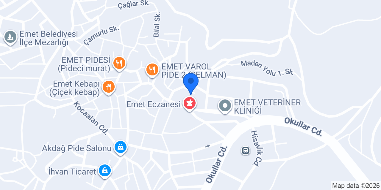 Emet Kaymakamlığı konumu