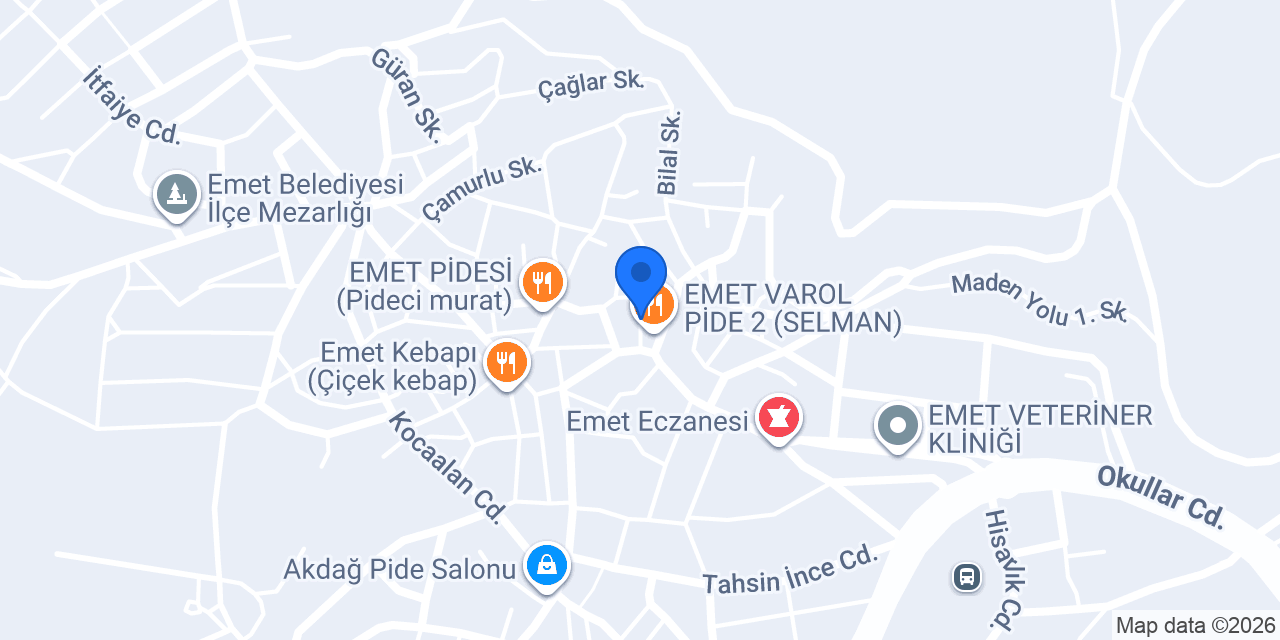 Emet Cep Hastanesi konumu