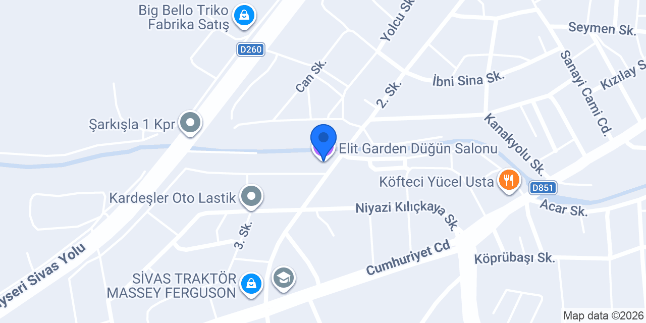 Elit Garden Düğün Salonu konumu
