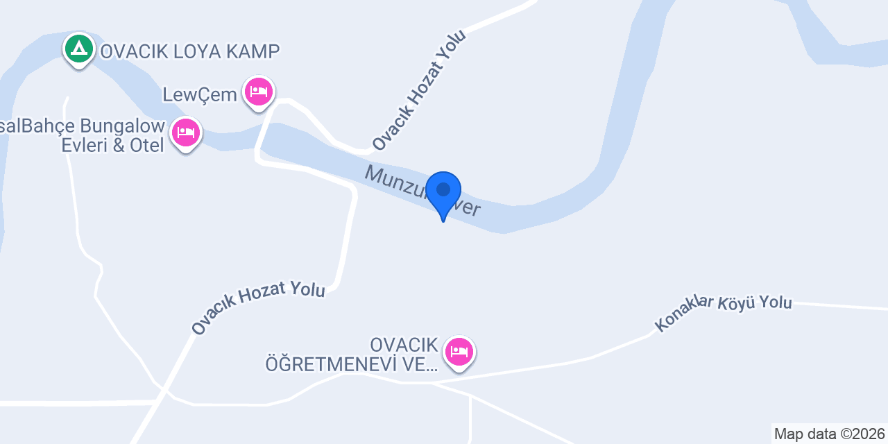 Ovacık Doğa Camping konumu