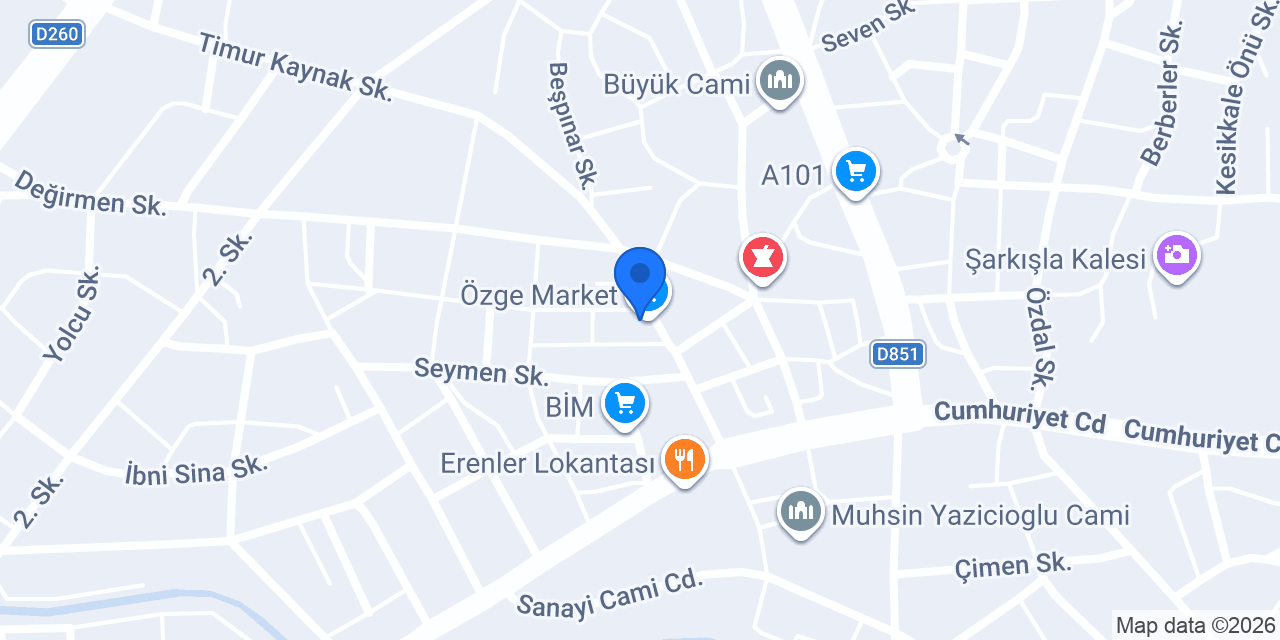 Özge Market konumu