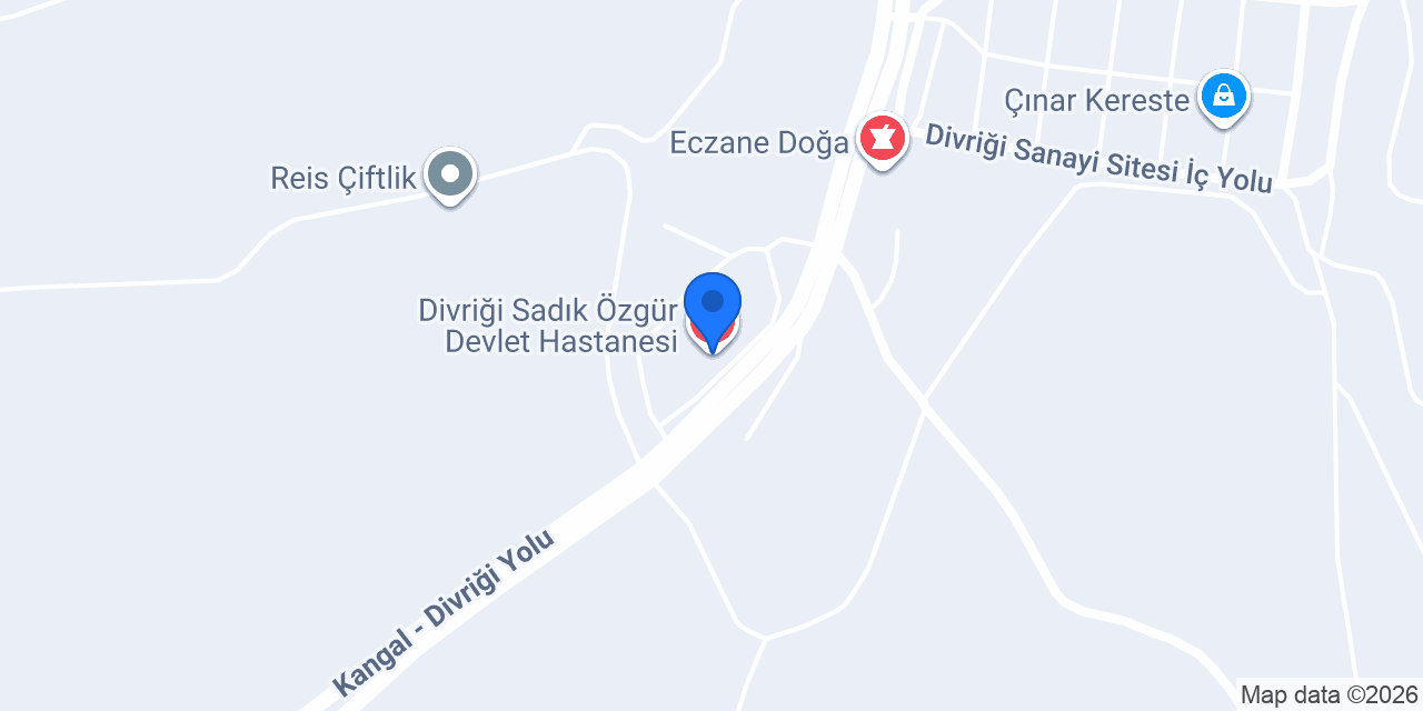 Divriği Sadık Özgür Devlet Hastanesi konumu