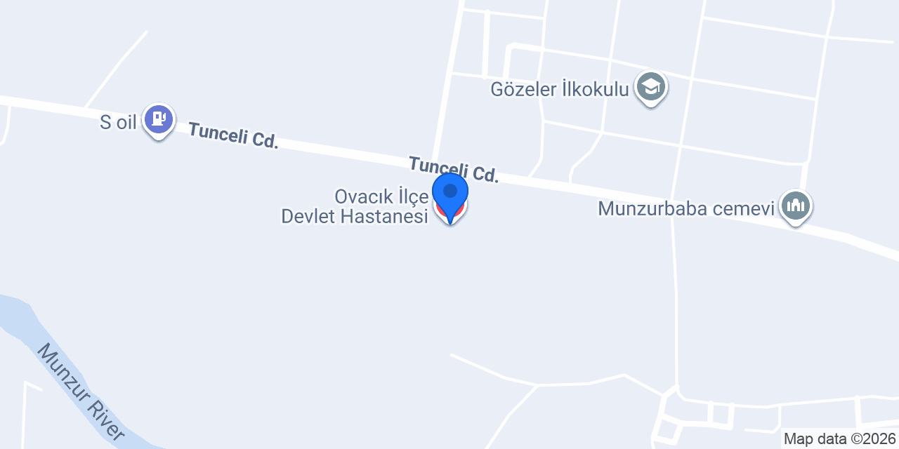 Ovacık İlçe Devlet Hastanesi konumu