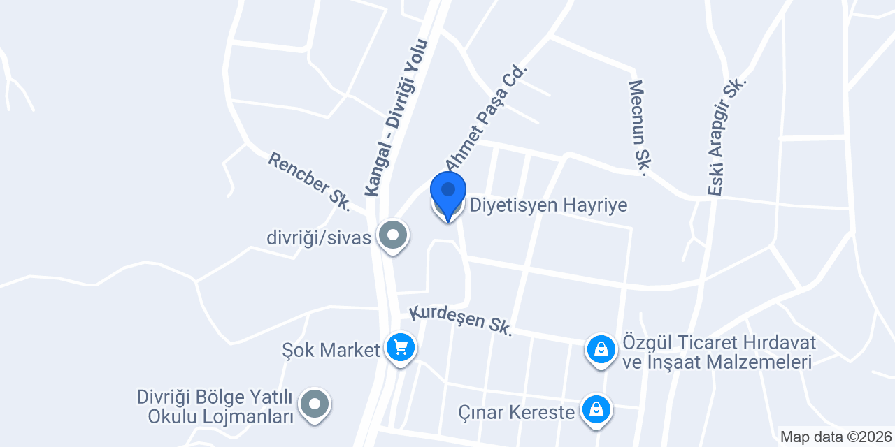 Diyetisyen Hayriye konumu