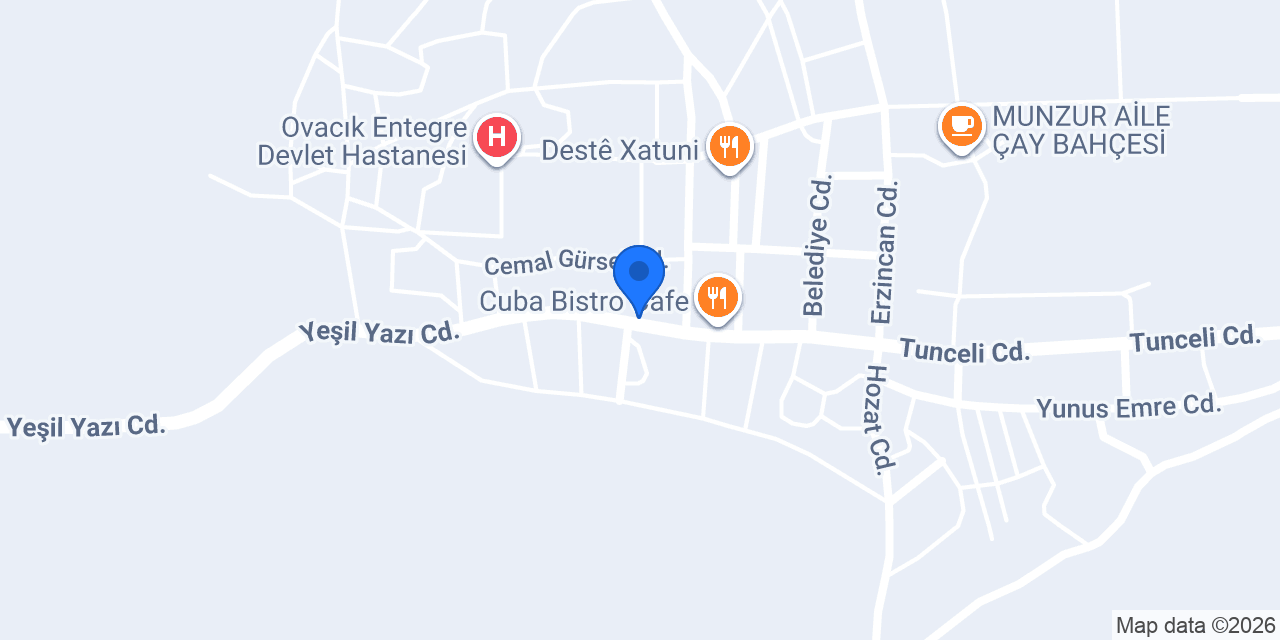 Ovacık Dersim Taksi konumu