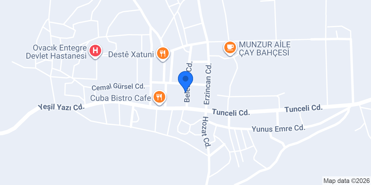 Ovacık Belediyesi konumu