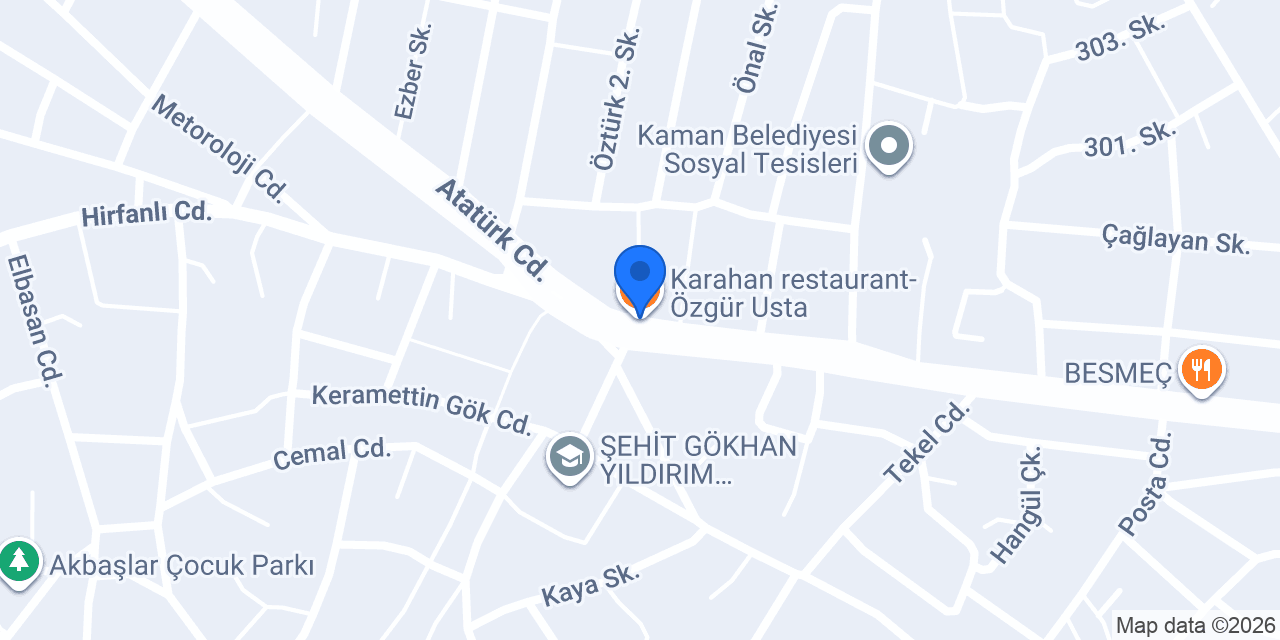 Karahan restaurant- Özgür Usta konumu