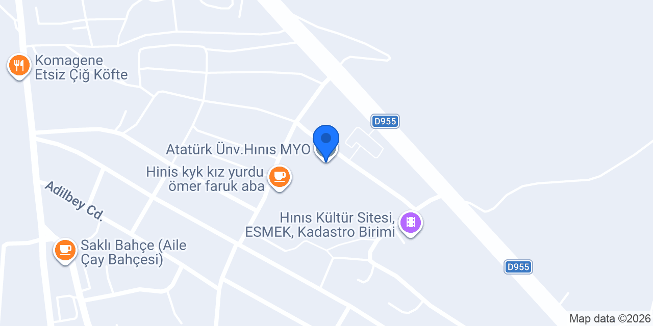 Atatürk Ünv.hınıs Myo konumu
