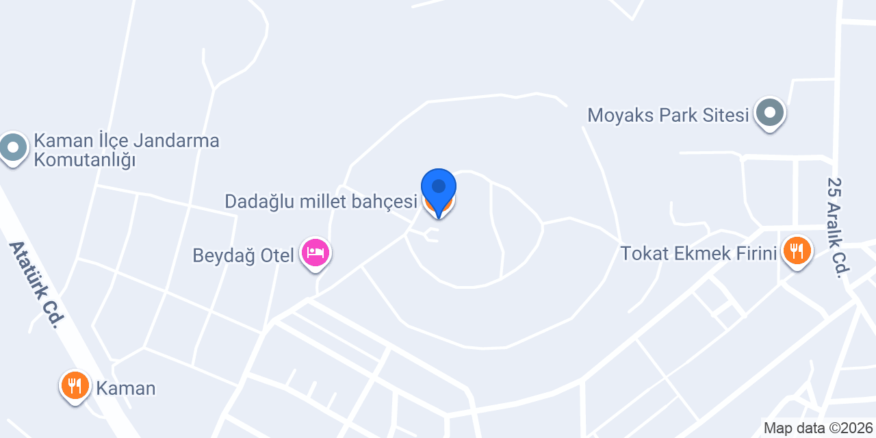 Dadağlu millet bahçesi konumu