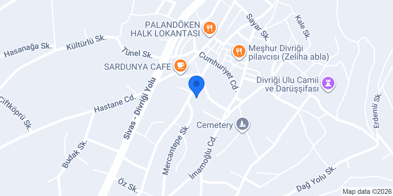 Divriği İlçe Seçim Kurulu Başkanlığı konumu
