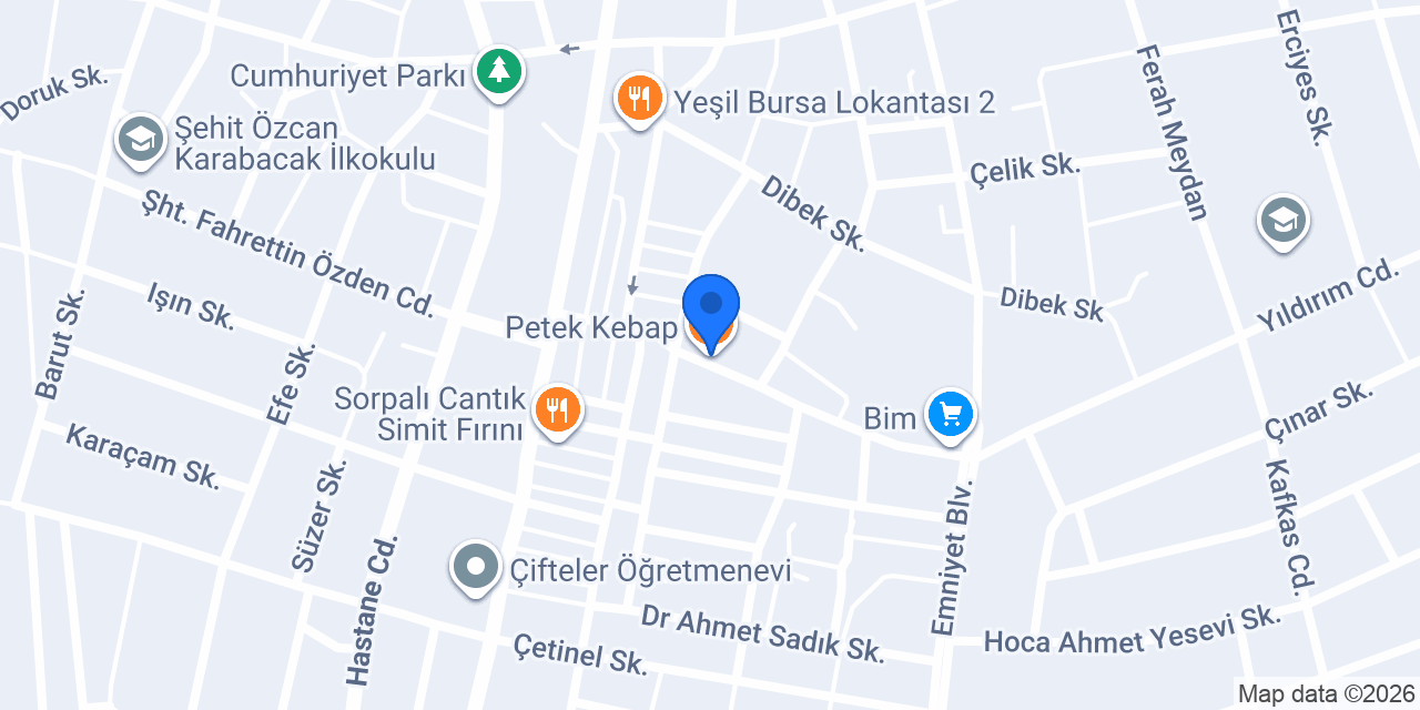 Petek Kebap konumu
