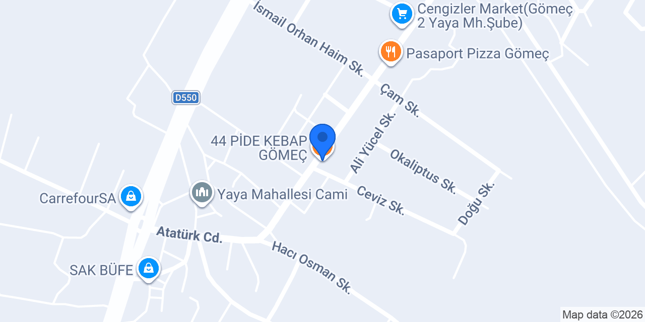 44 PİDE KEBAP GÖMEÇ konumu