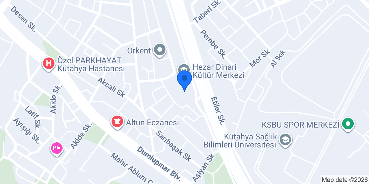 Kütahya Tapu Müdürlüğü konumu