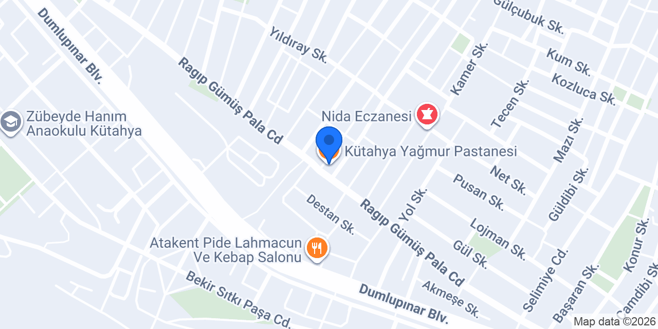 Kütahya Yağmur Pastanesi konumu