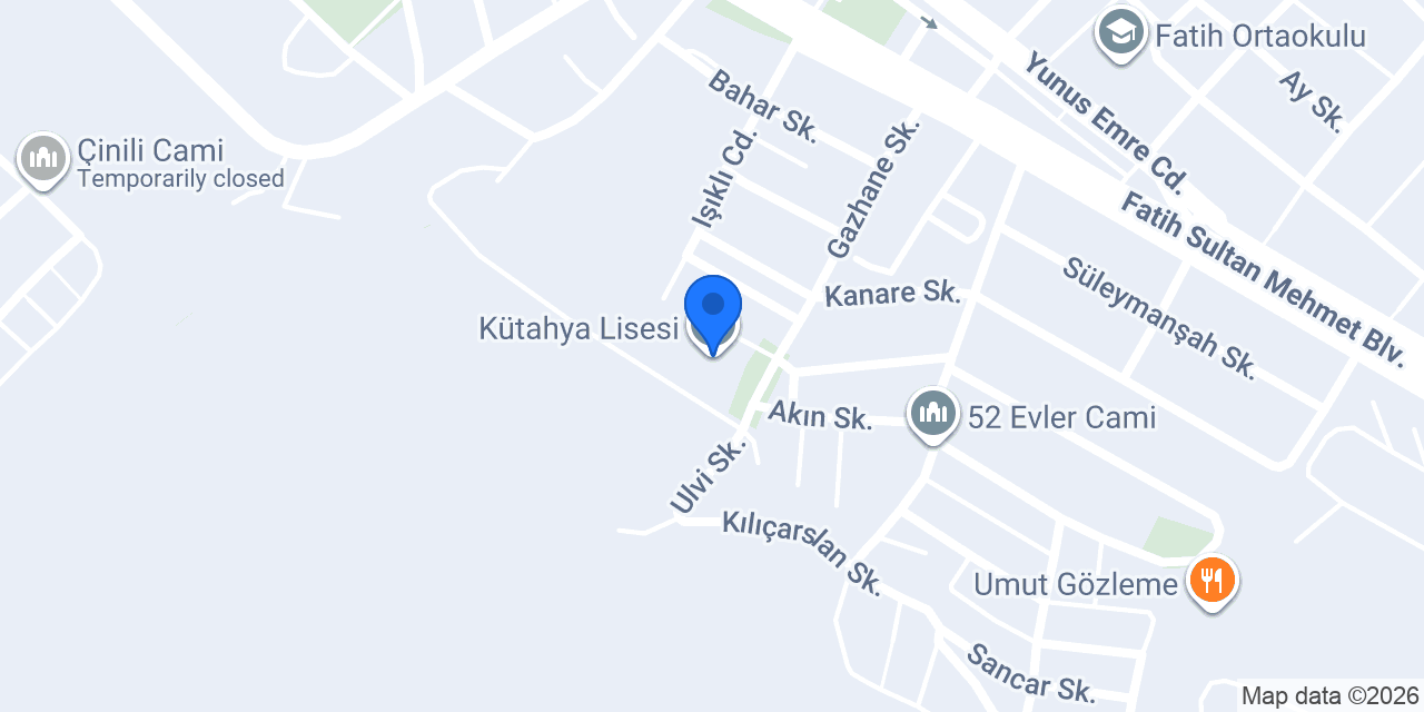 Kütahya Lisesi konumu
