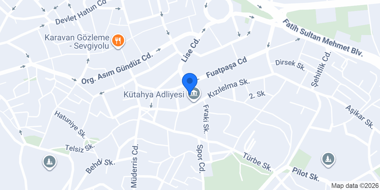 Kütahya Adliyesi konumu
