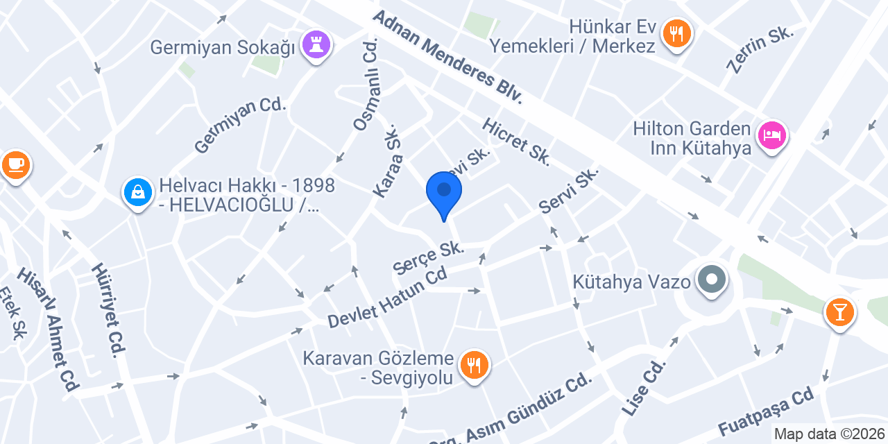 Kütahya Gâlibî Küllüyesi konumu
