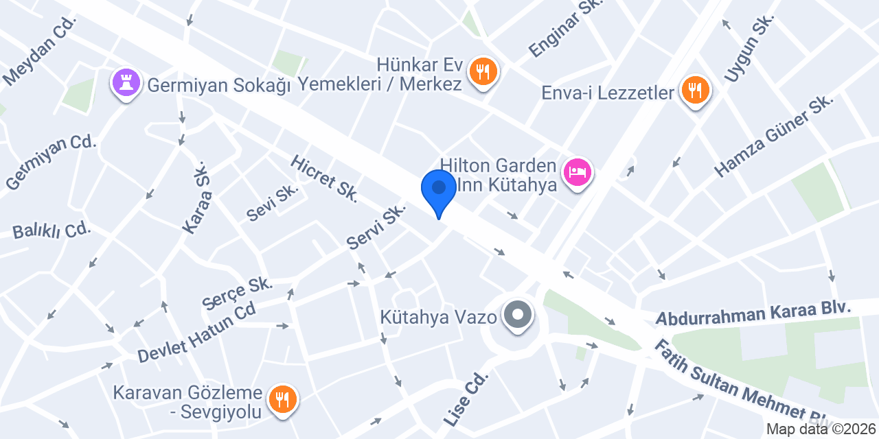 Vakıf Katılım Kütahya Şubesi konumu