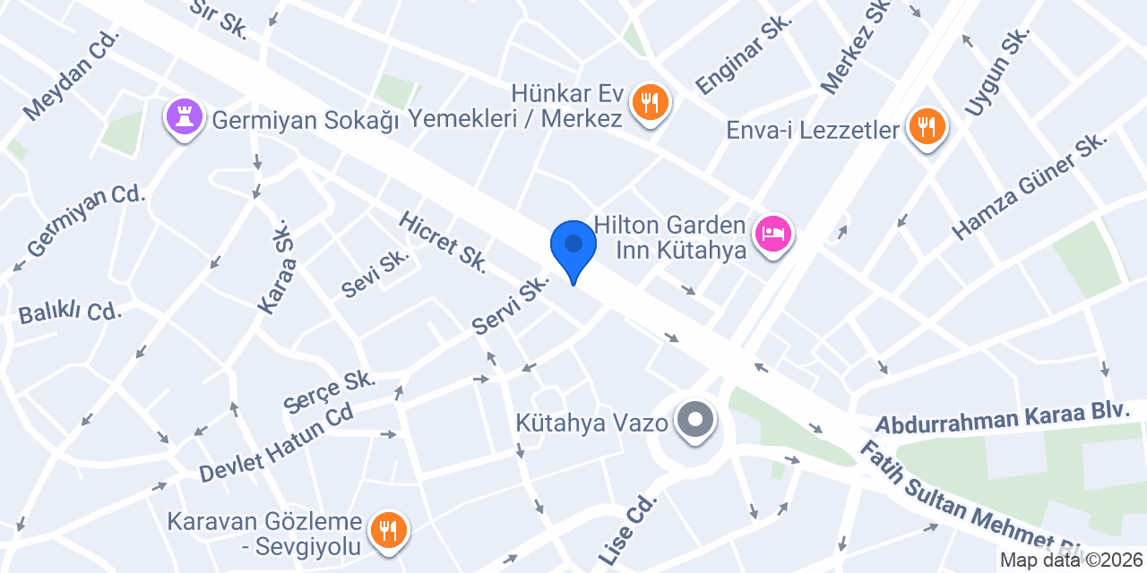 Birevim Kütahya Şubesi konumu