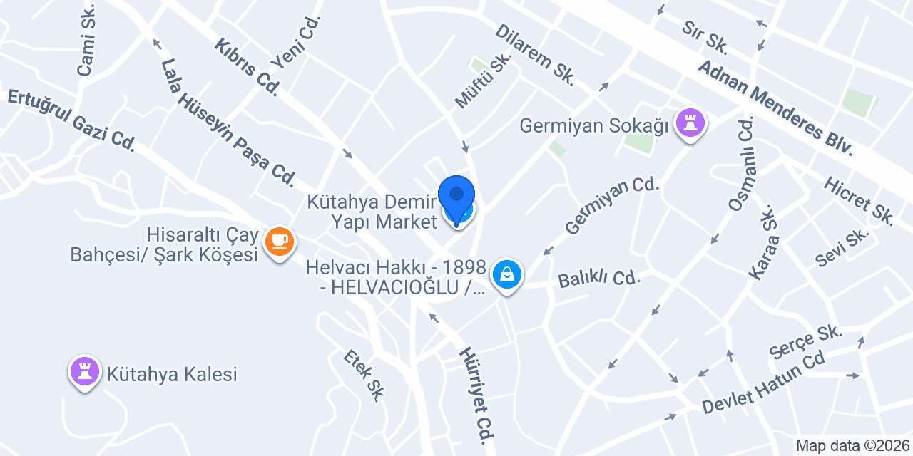 Kütahya Demir Yapı Market konumu