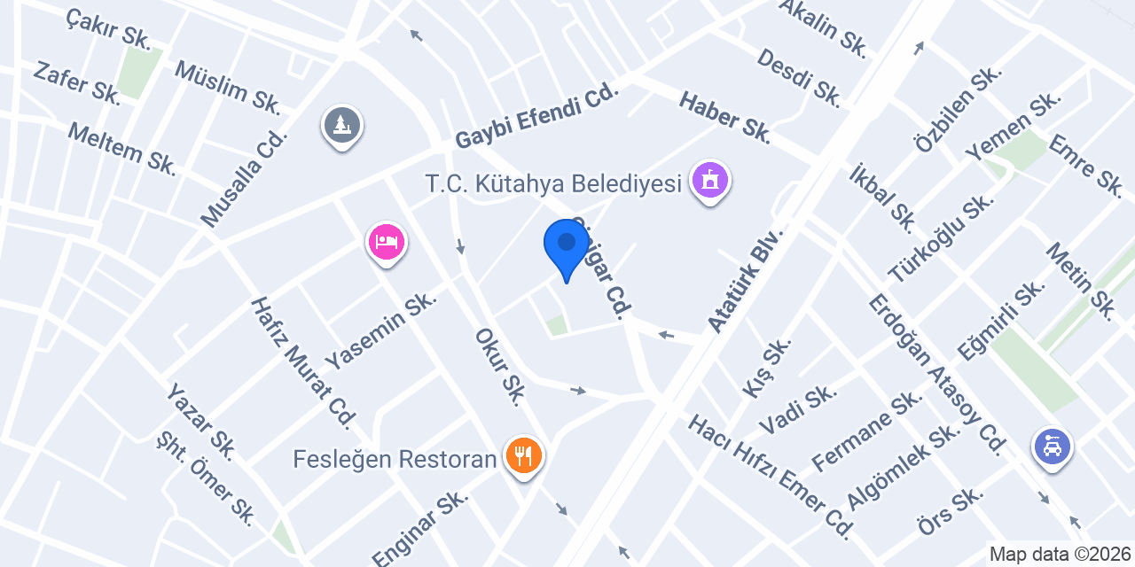 Kütahya Garden Otel konumu