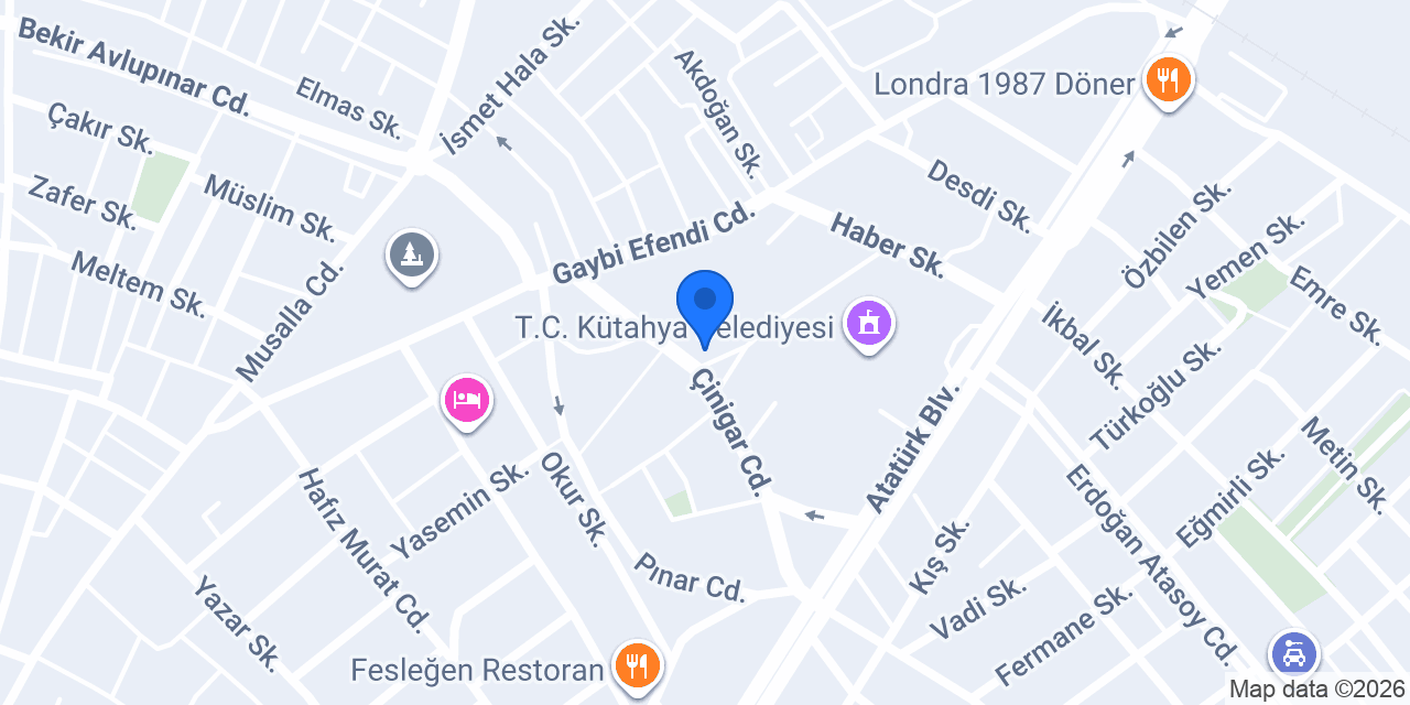 Kütahya Çimen Günlük Pansiyon konumu
