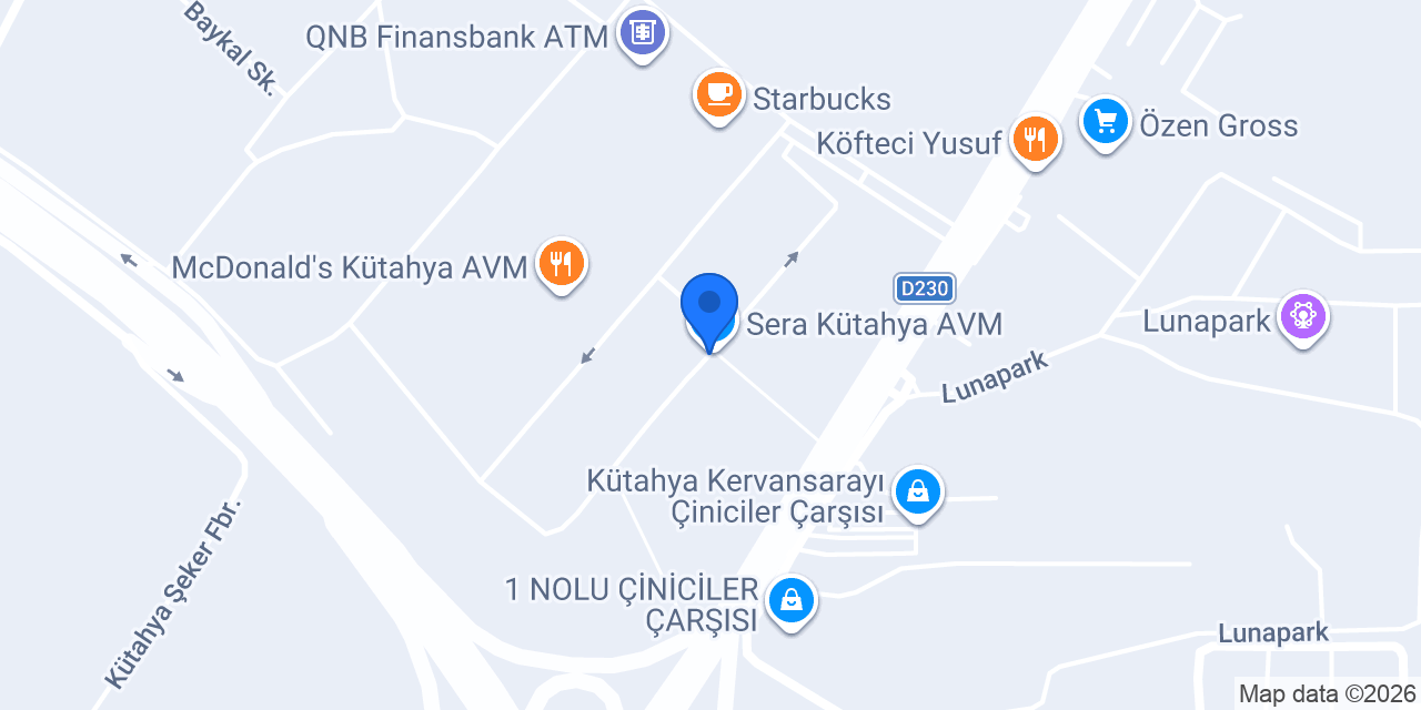 SuperStep Kütahya Serapark AVM konumu