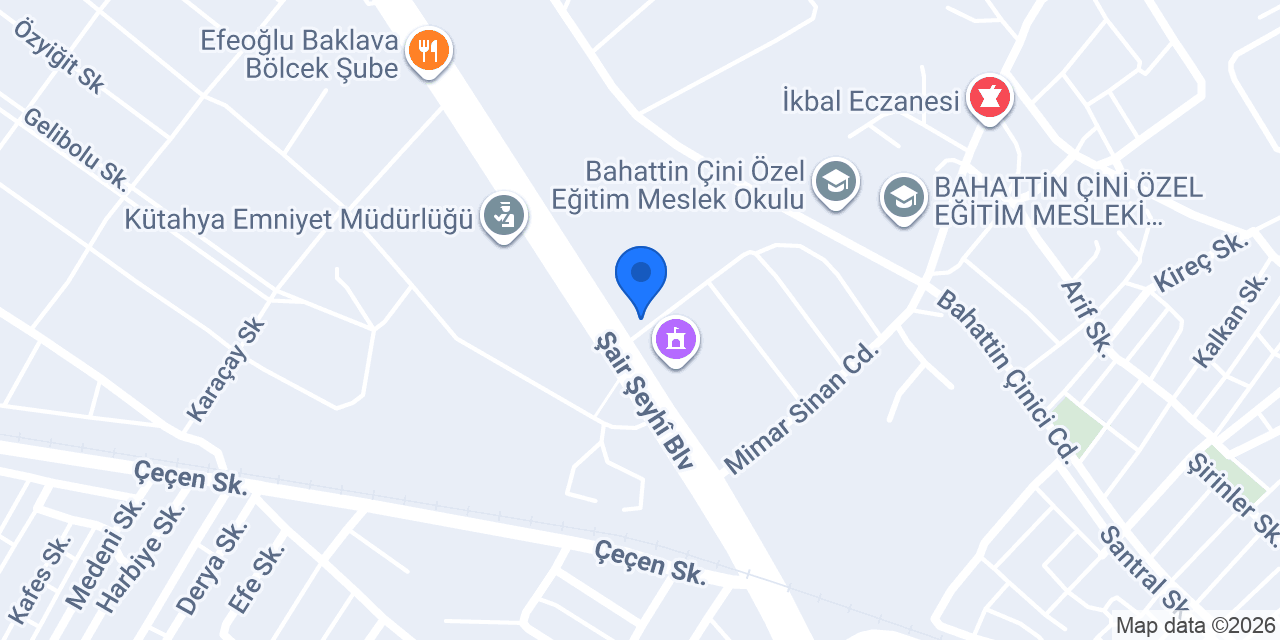 Kütahya Çini konumu