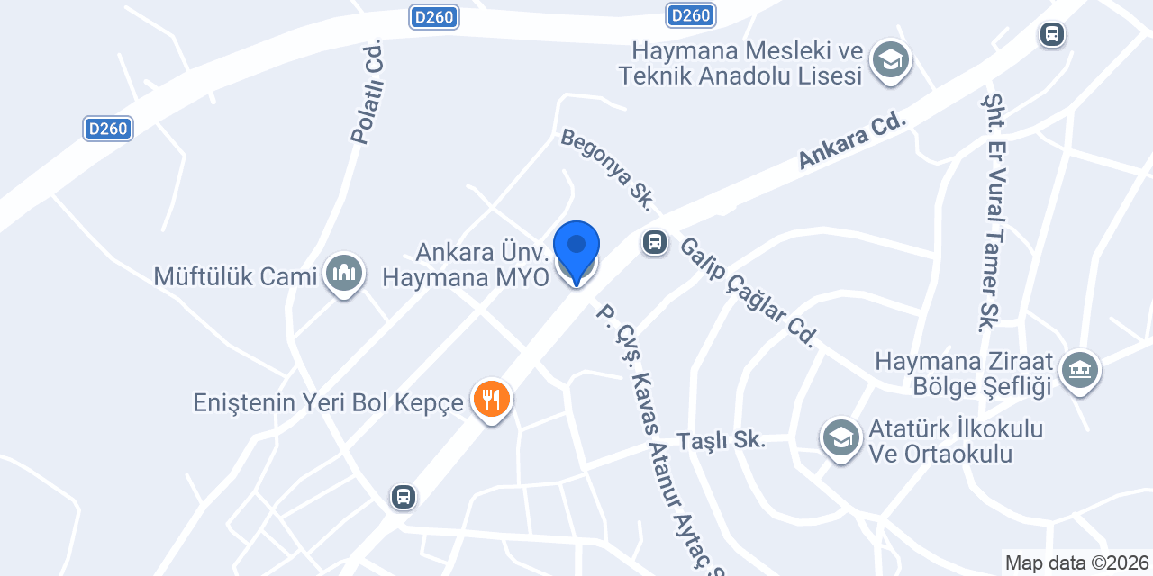 Ankara Üniversitesi Haymana Myo konumu