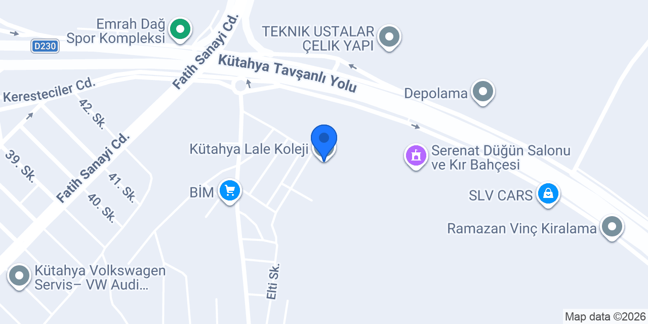 Kütahya Lale Koleji konumu