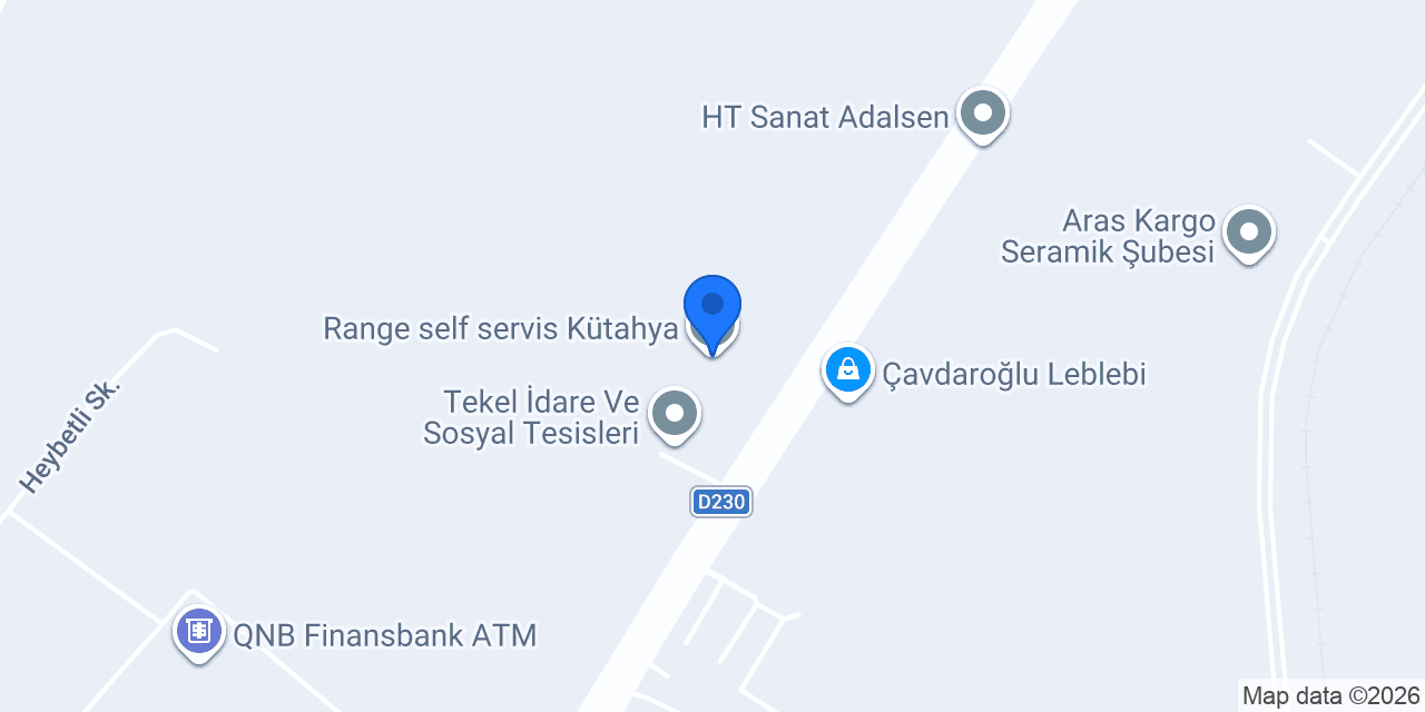 Range self servis Kütahya konumu